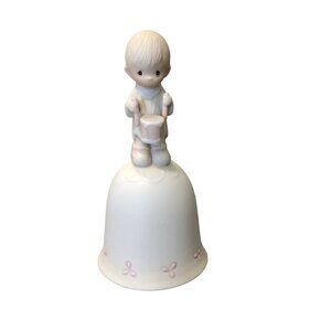 Precious Moments" "Ill Play My Drum For Him" Porcelain Bisque Bell Special 1982